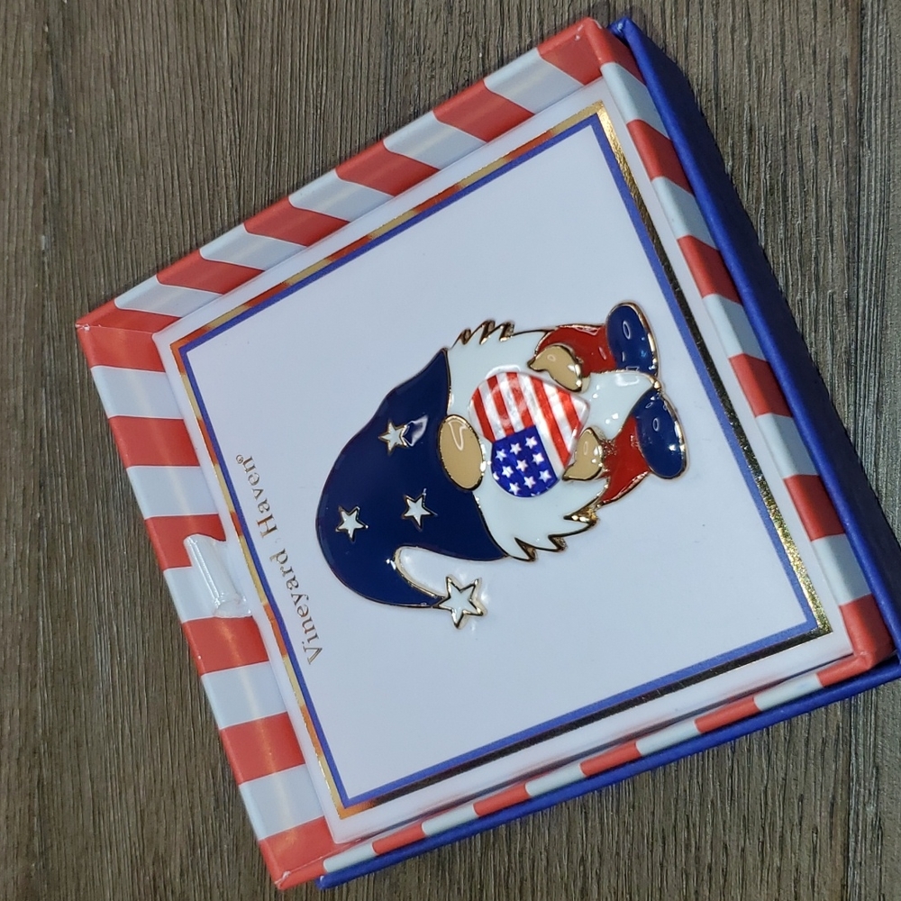 Vineyard Haven Patriotic Gnome Pin